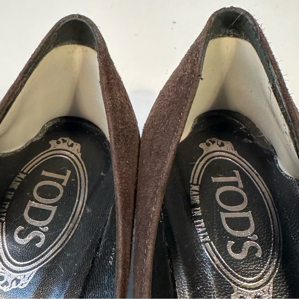 Tod’s Brown Suede Demi-Wedge Pumps US 7 - Picture 10 of 12